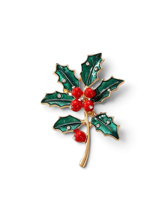 Christmas Holly Brooch