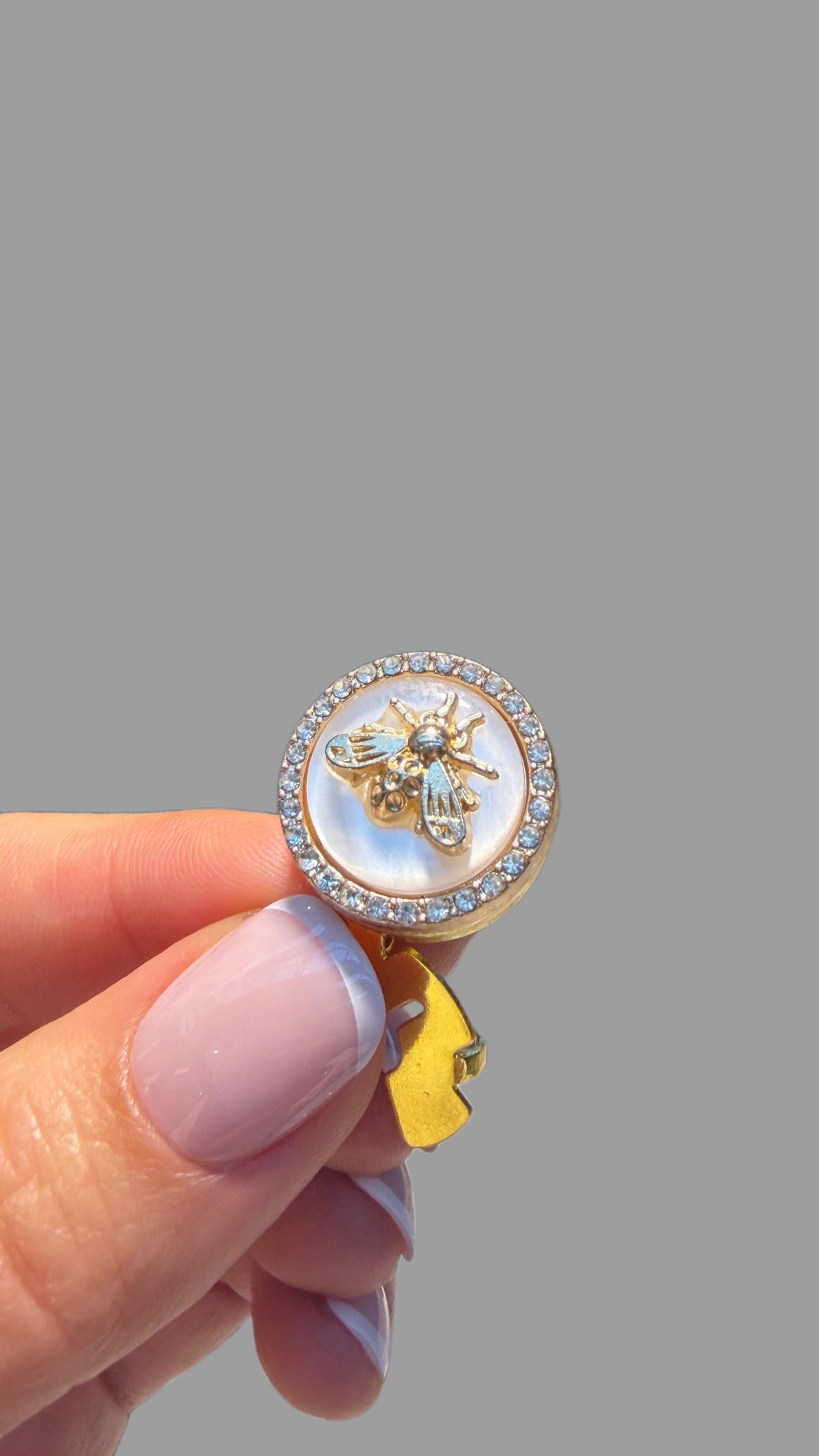 Bee Button Cover with Crystal Detail