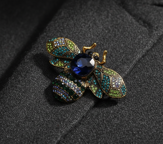 Blue Crystal Bee Brooch – Statement Jewellery Accessory image 0