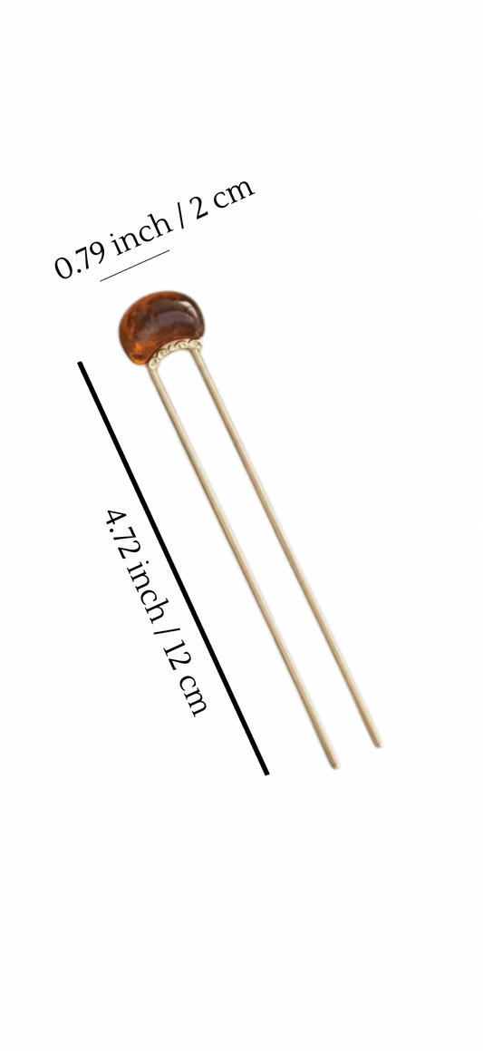 Amber-Touch U-Shaped Metal Hair Pin