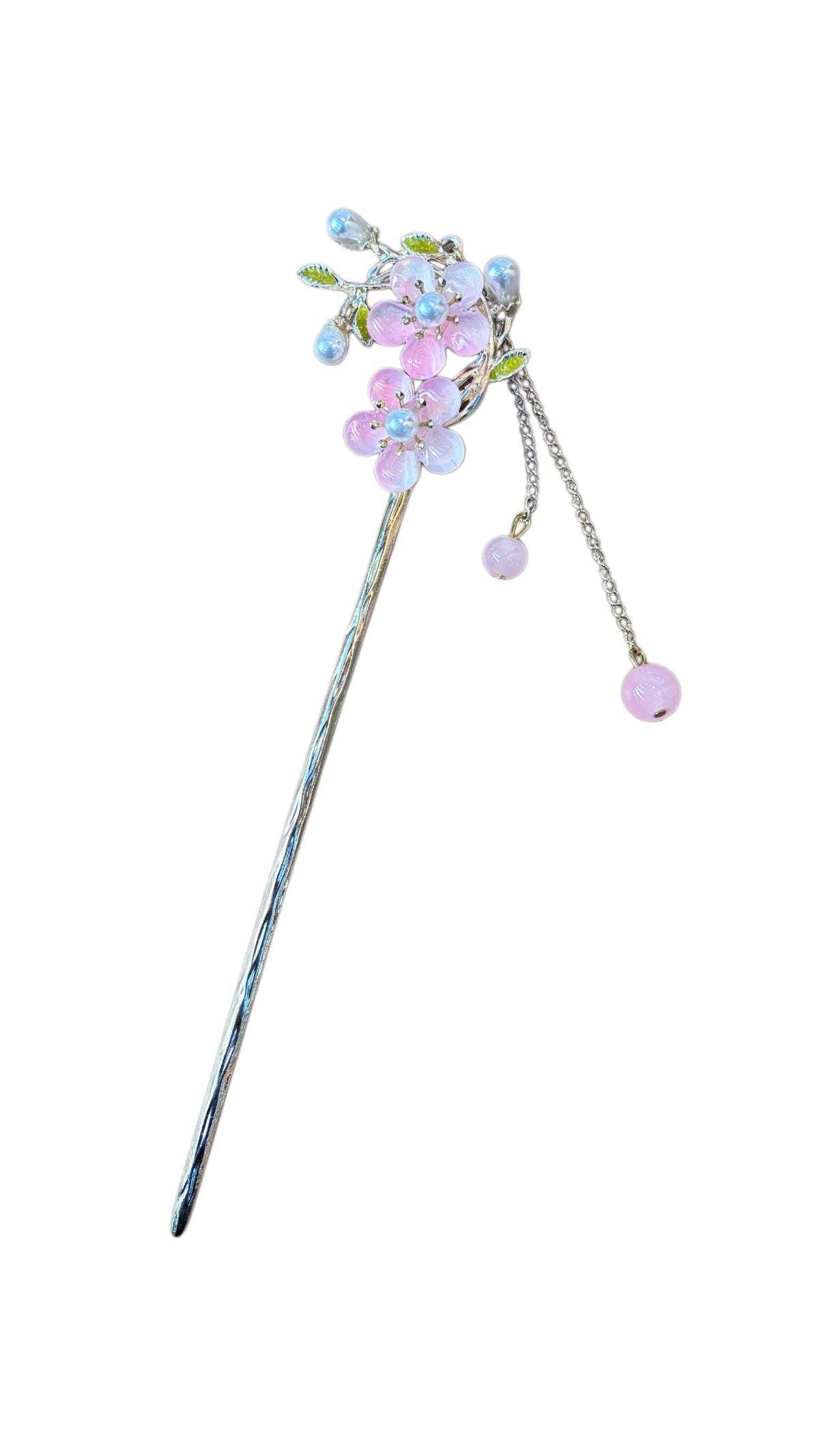 Blue and Pink Flowers Metal Hairpin