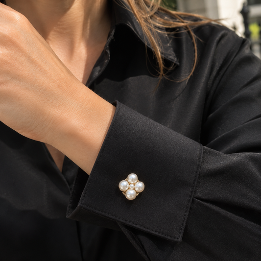 Pearl Cluster Button Cover – Gold-Tone Shirt Accessory