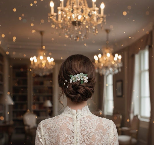 Floral Jade-Style Hair Pin – Elegant Eco Design