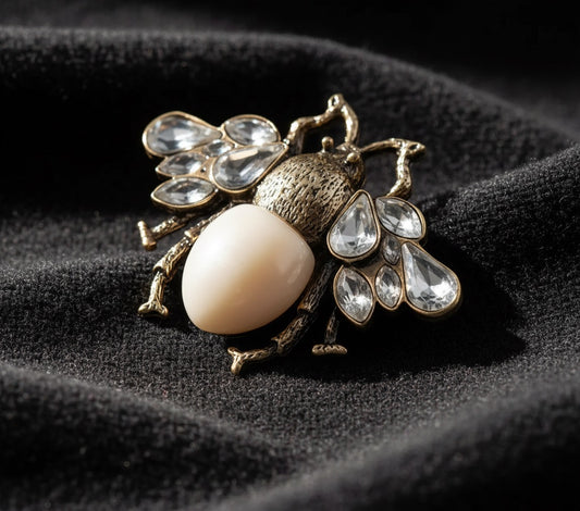Pearl Bee Crystal Brooch image 1