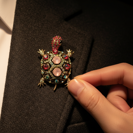 Turtle Crystal Brooch image 1
