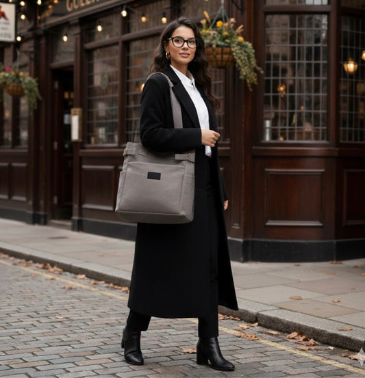 Handmade Cotton-Lined Canvas London Gray Tote Bag image 0