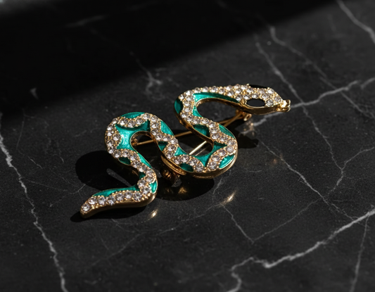 Green Snake Crystal Brooch image 1