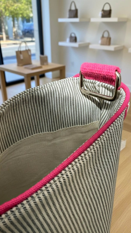 Striped Pink Moon bag - handmade and limited edition image 1