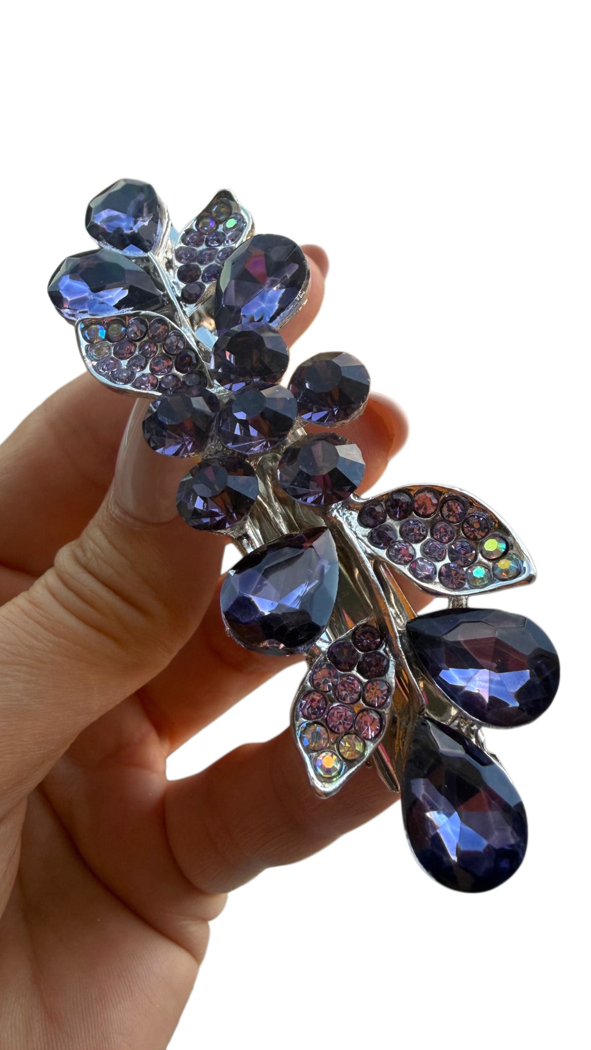 Purple Rhinestone Hair Clips