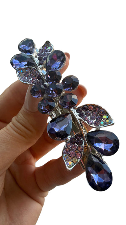 Purple Rhinestone Hair Clips