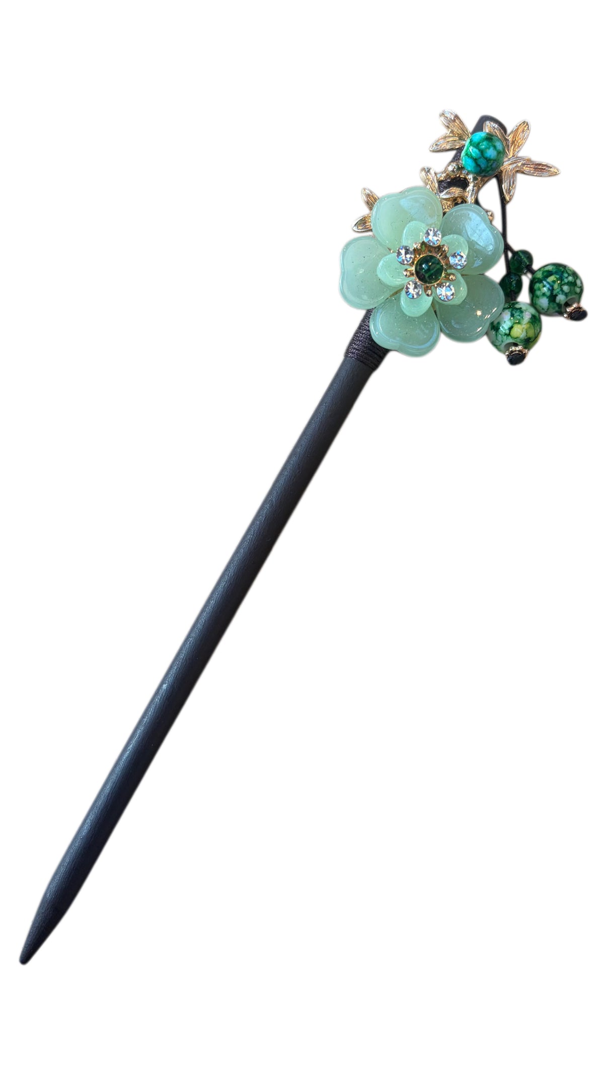 Green Flower Design Hairpin
