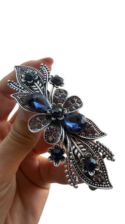 Blue & Rose gold Rhinestone Metal Hair Clips