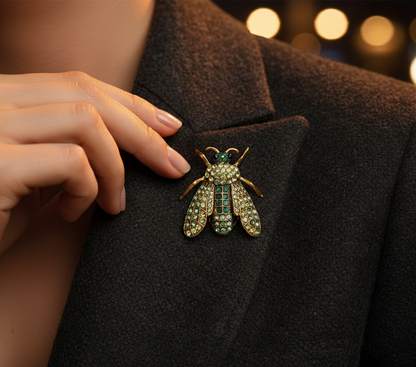 Green Beetle Crystal Brooch image 0