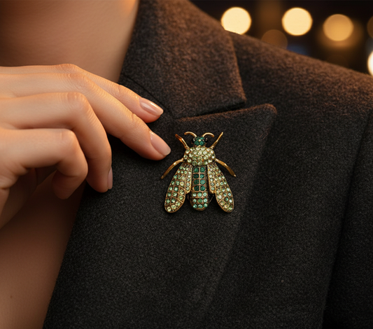 Green Beetle Crystal Brooch image 0
