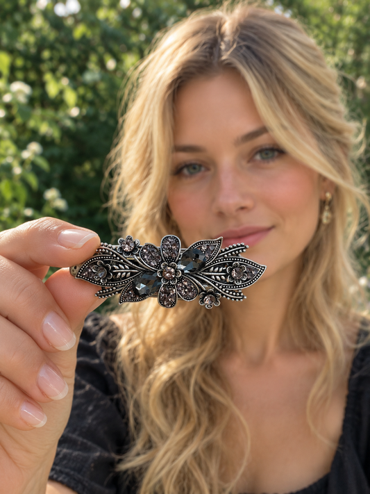 Blue & Rose gold Rhinestone Metal Hair Clips