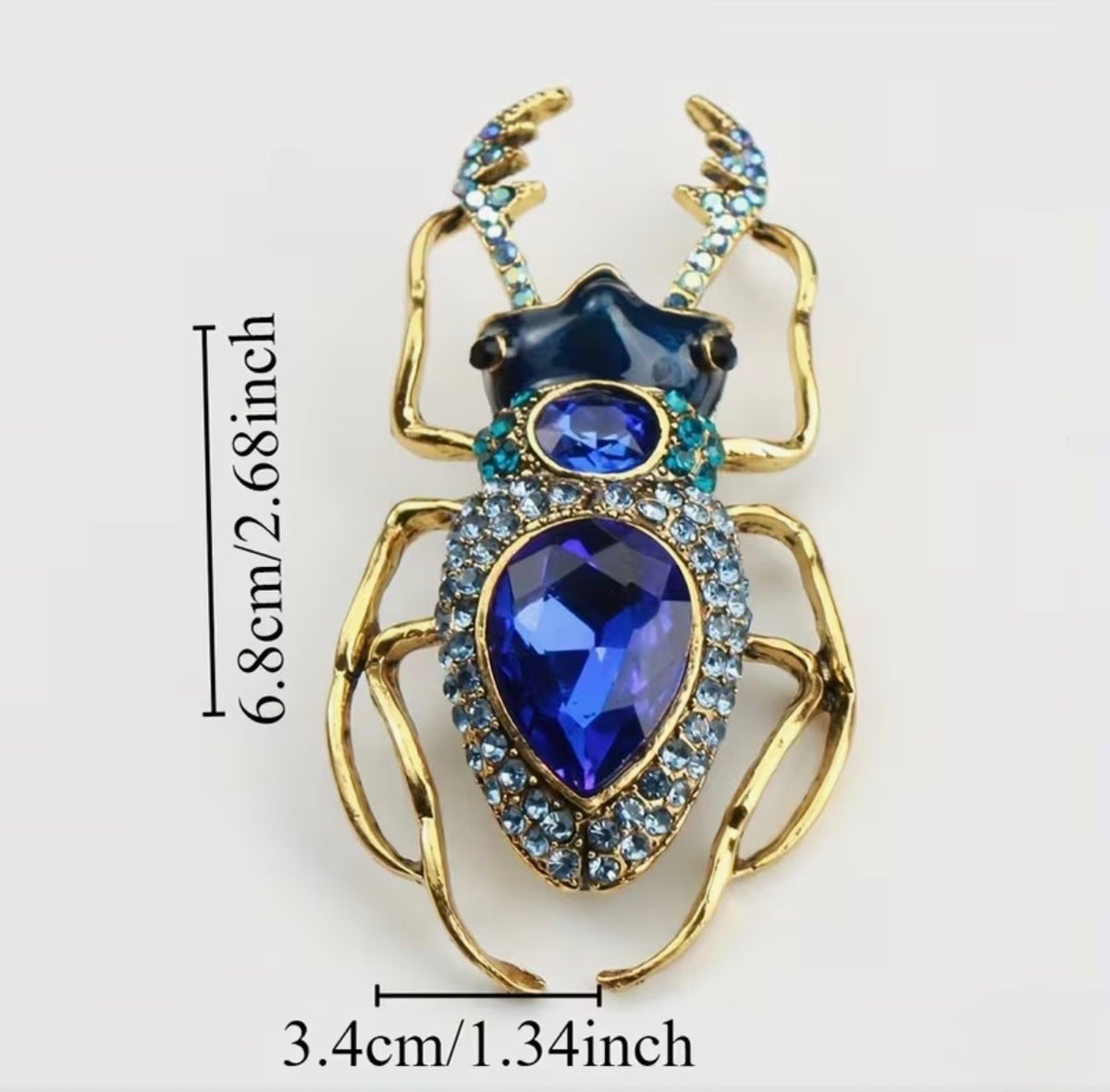 Blue Beetle Enamel Brooch