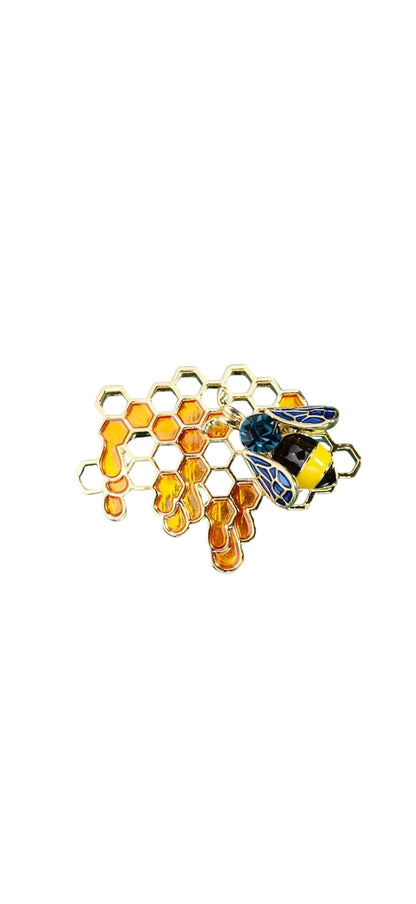 Bee with Honeycomb Design Brooch