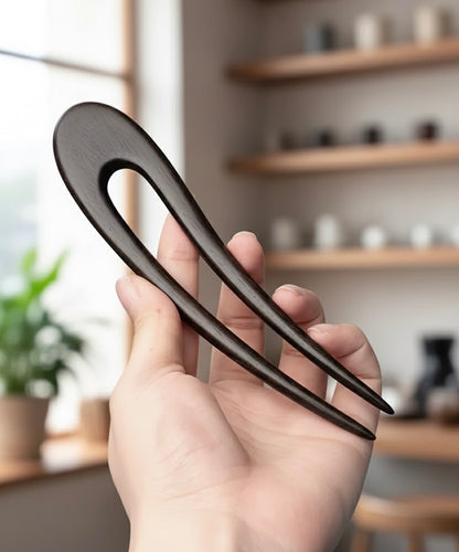 U shape wooden hair pin  image 2