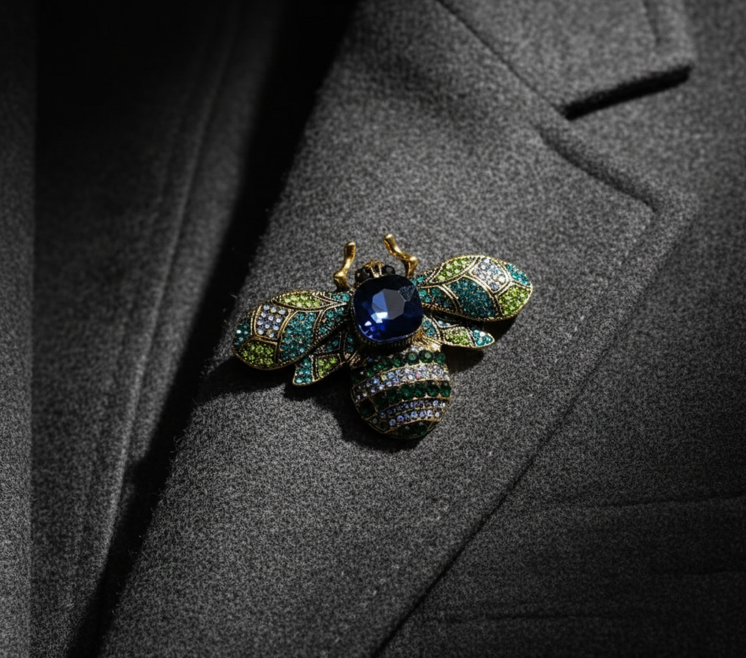 Blue Crystal Bee Brooch – Statement Jewellery Accessory image 2