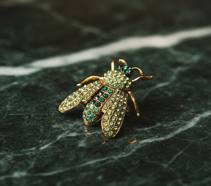 Green Beetle Crystal Brooch image 5