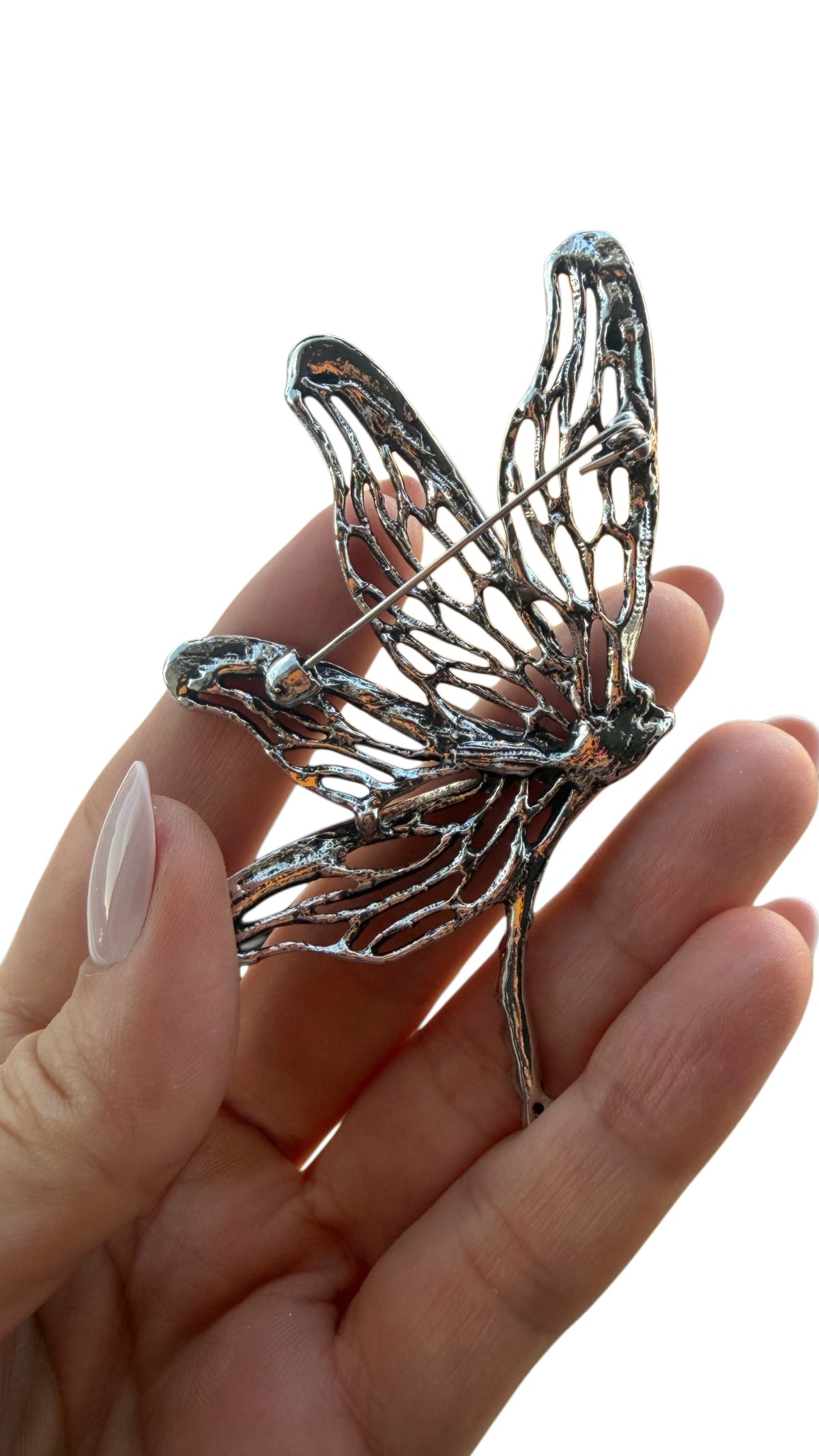 White and Brown Butterfly Brooch (Large size)