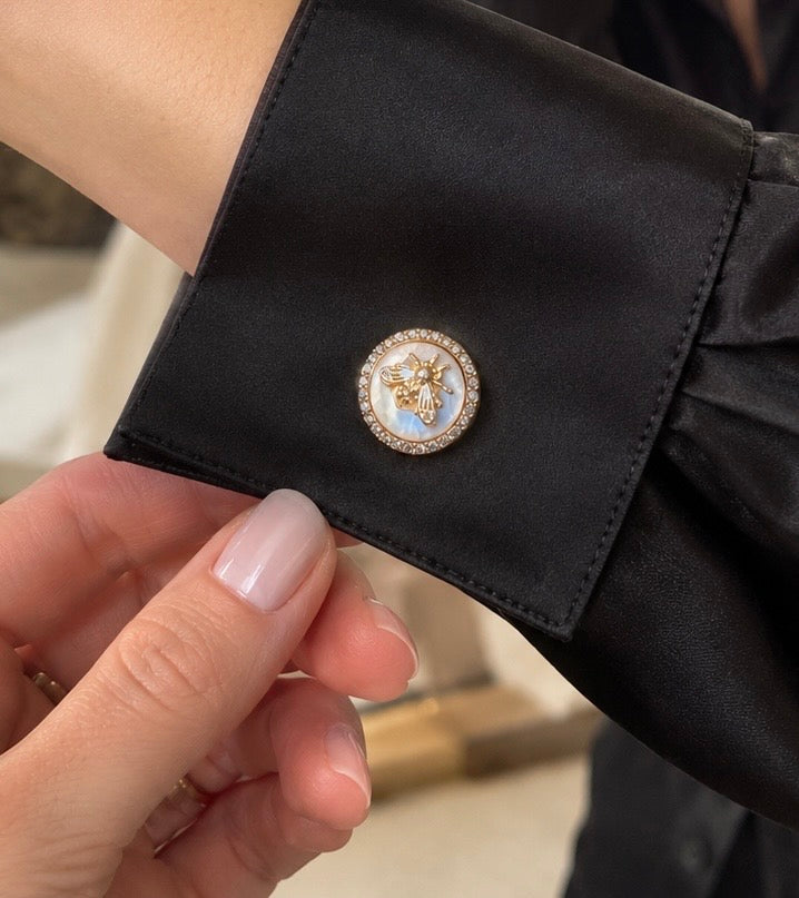 Bee Button Cover with Crystal Detail