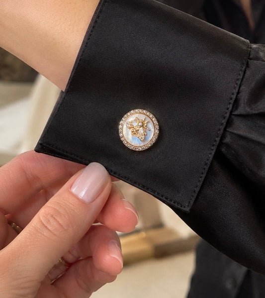 Bee Button Cover with Crystal Detail