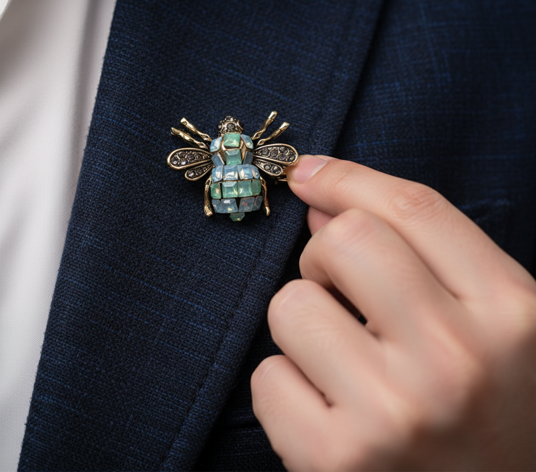 Turquoise Crystal Bee Brooch – Statement Jewellery Accessory image 3