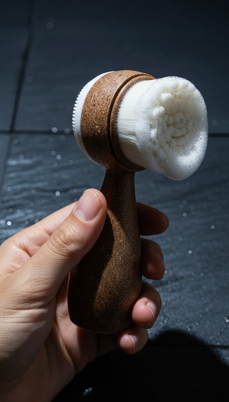 Eco-Friendly Coconut shell powder handle facial cleaning brush image 2