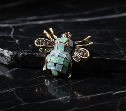 Turquoise Crystal Bee Brooch – Statement Jewellery Accessory image 1