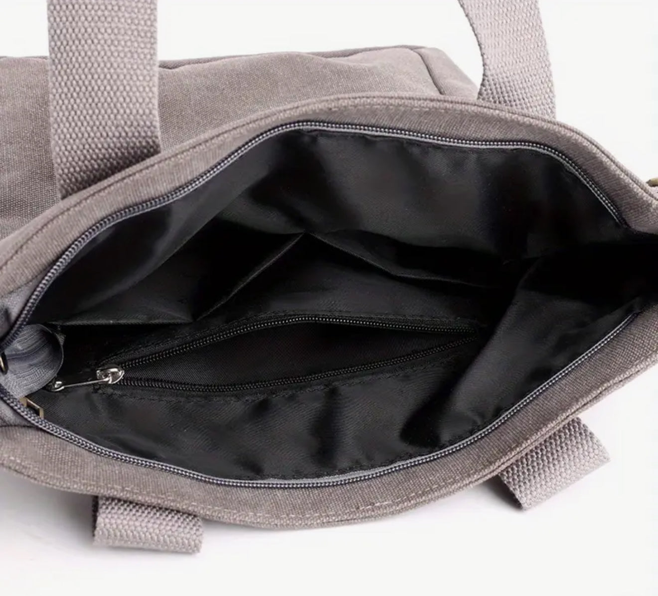 Handmade Cotton-Lined Canvas London Gray Tote Bag image 3