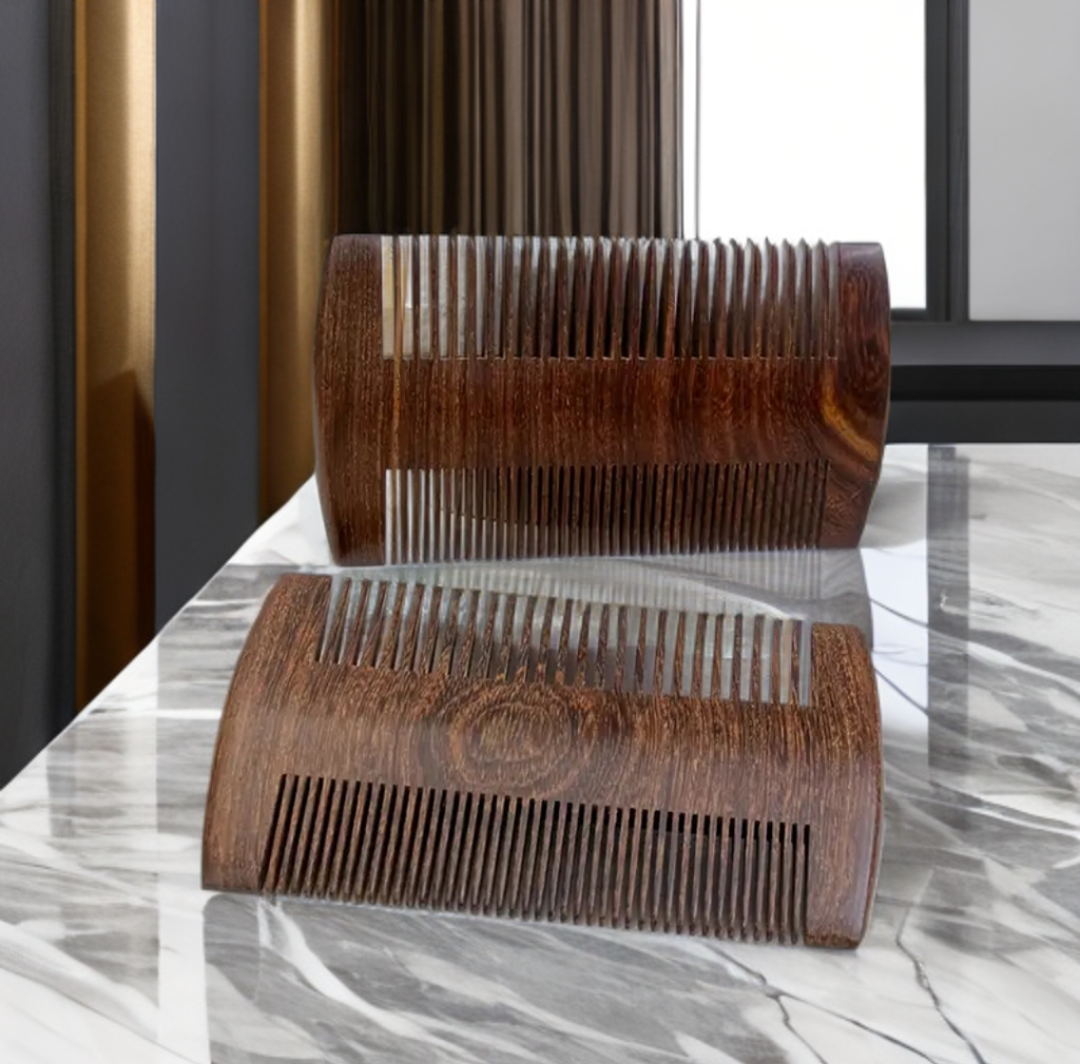 Red sandalwood, wooden hair and beard comb image 0