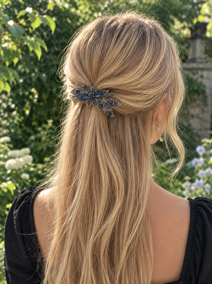 Blue & Rose gold Rhinestone Metal Hair Clips
