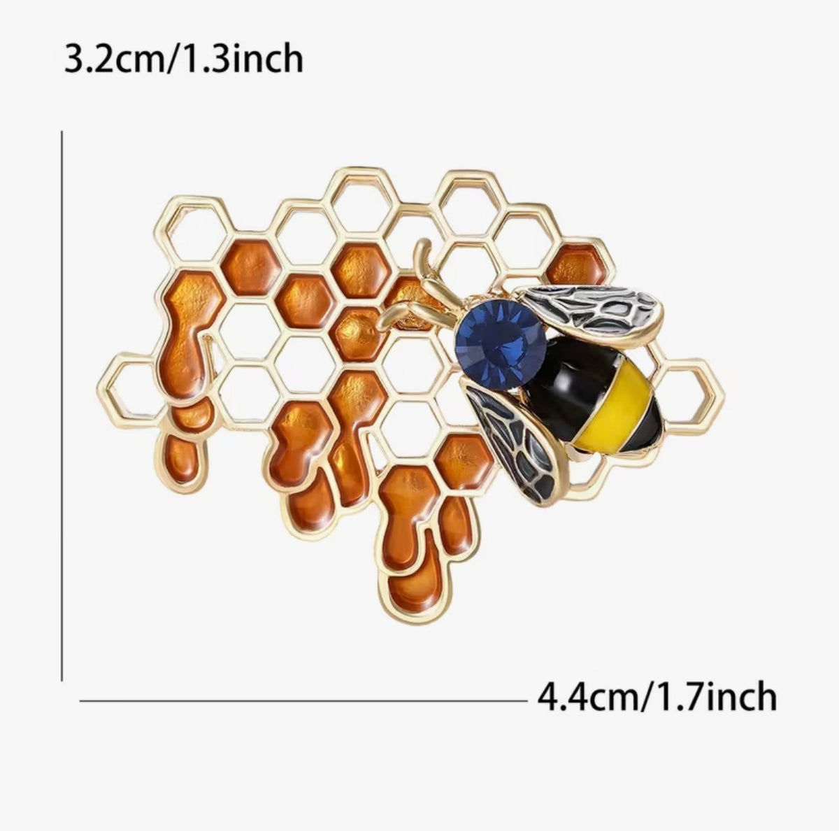 Bee with Honeycomb Design Brooch