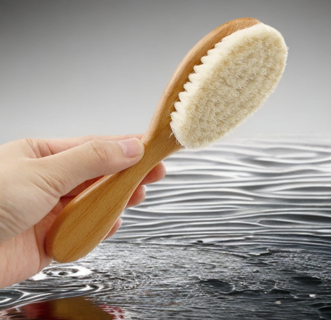 Wool fiber baby bath brush image 3