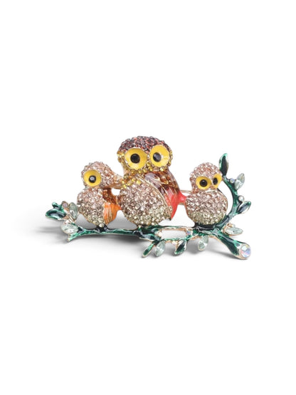 Owl family brooch 