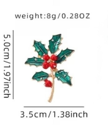 Christmas Holly Brooch