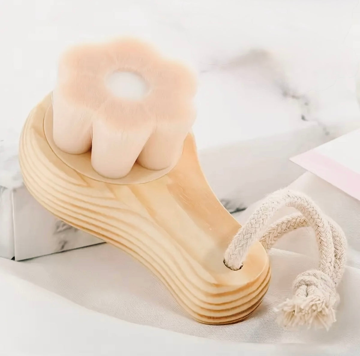 Flower design bamboo face cleaning brush image 2