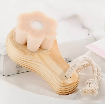 Flower design bamboo face cleaning brush image 2