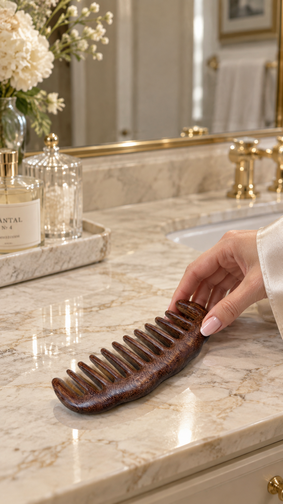 Sandalwood Wide-tooth Without Handle Comb