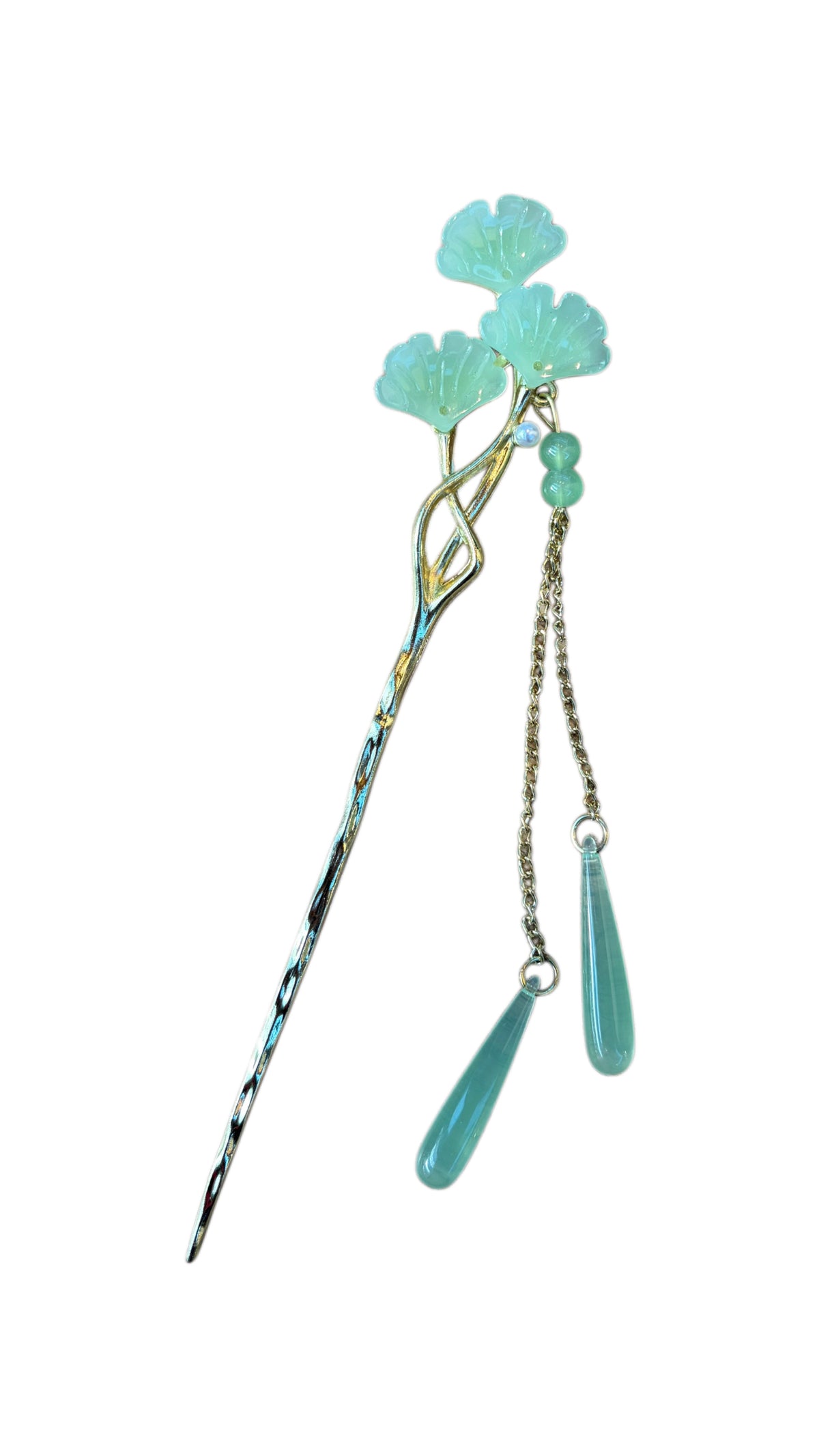 Green Gingko Metal Hairpin