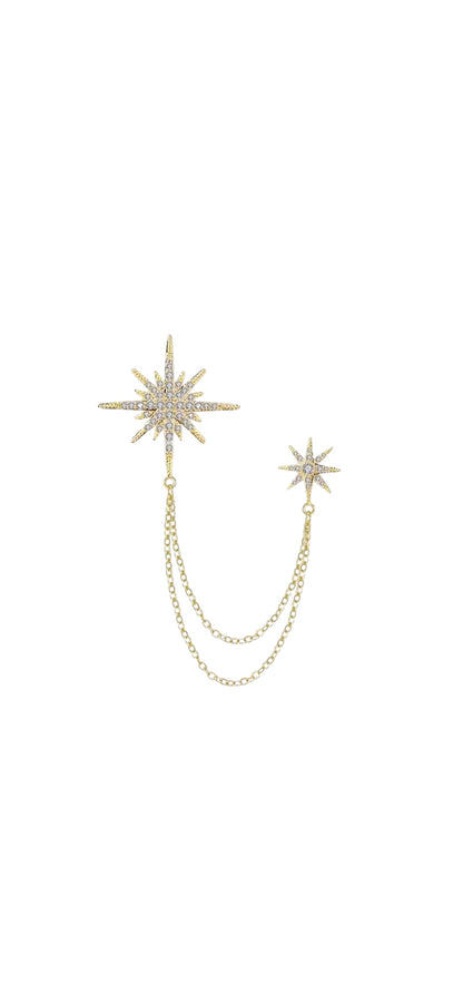 Double Stars Collar Pin - Celestial Accessory