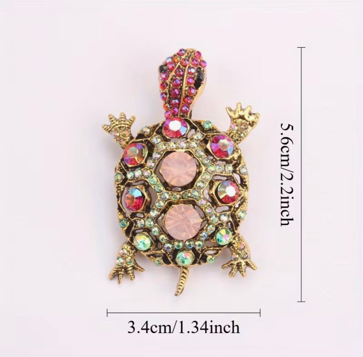 Turtle Crystal Brooch