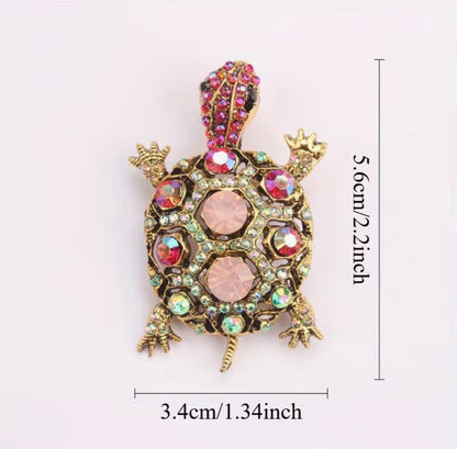Turtle Crystal Brooch