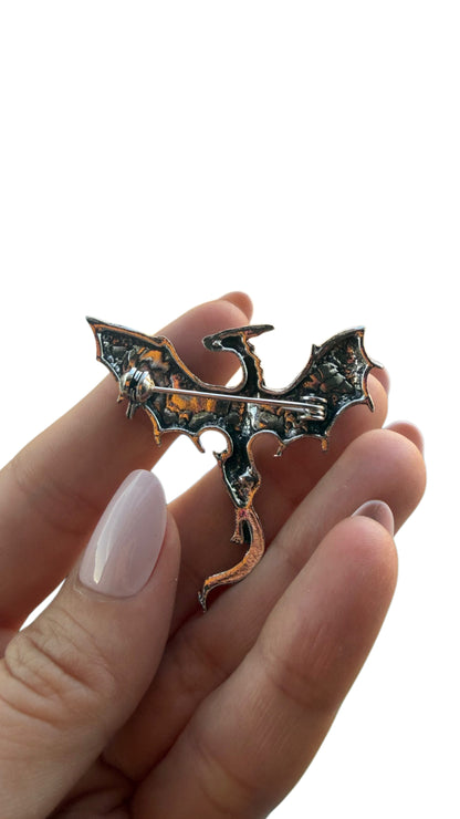 Dragon Silver Color Metal Brooch