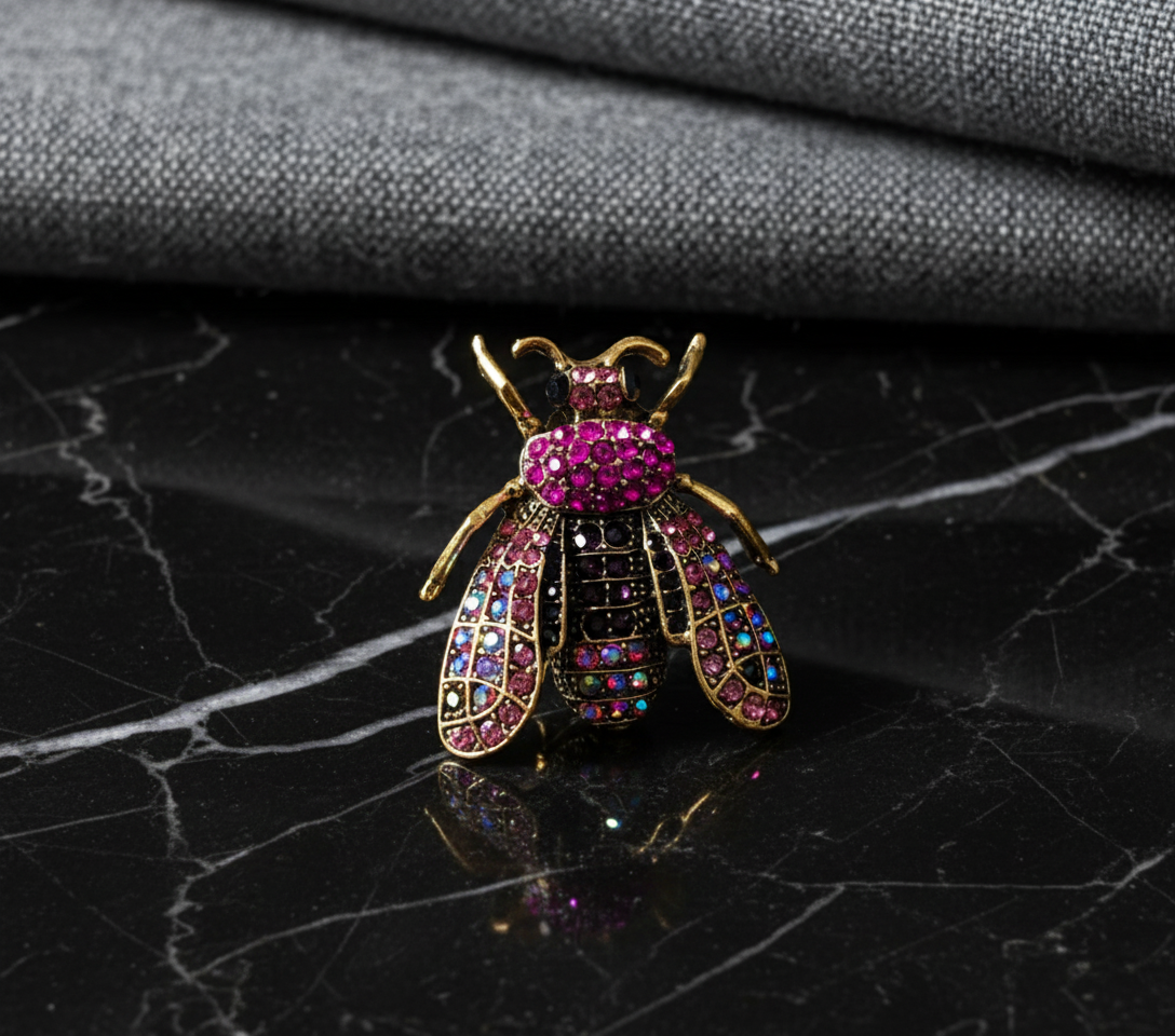 Pink Crystal Bee Brooch – Statement Jewellery Accessory image 3