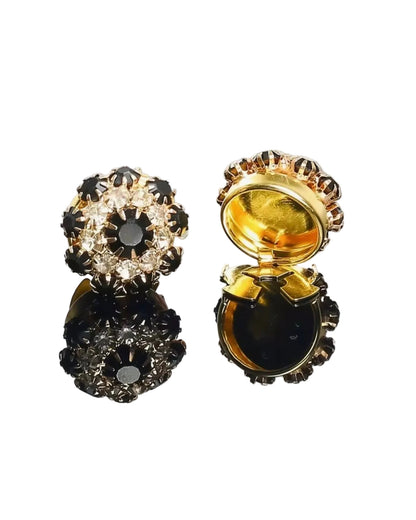 Crystal Flower Button Cover Brooch – Elegant Shirt Accessory