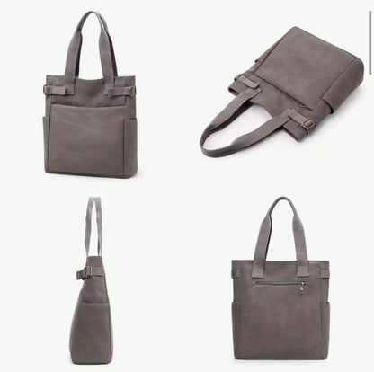 Handmade Cotton-Lined Canvas London Gray Tote Bag image 2