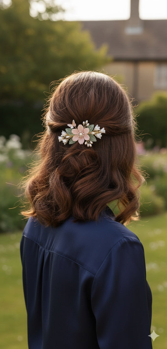 Pink Floral Hair Pin Clips – Elegant Hair Accessories  image 0
