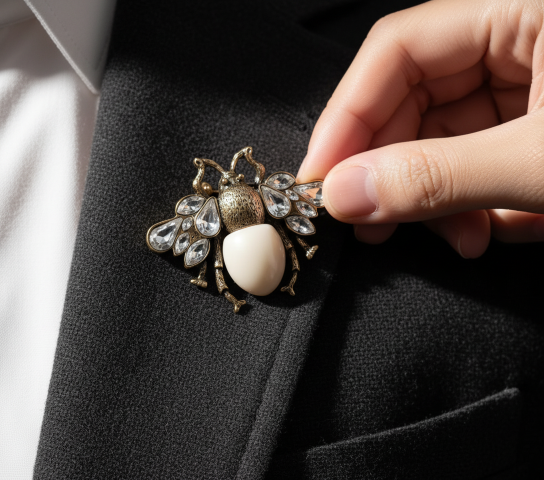Pearl Bee Crystal Brooch image 0